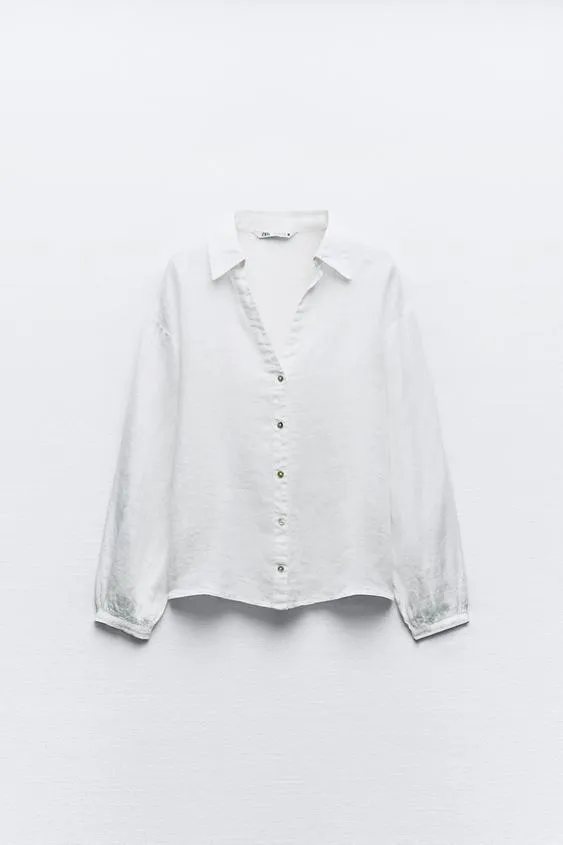 ZARA  |Linen Shirts & Blouses