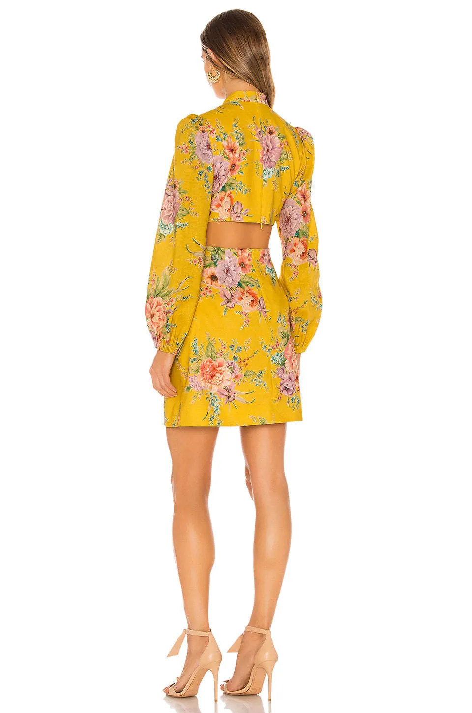 ZIMMERMANN Zinnia Bow Cut Out Short Dress (Yellow) - RRP $595